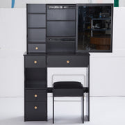 29.2' Small Space Left Drawer Desktop Vanity Table With Cushioned Stool